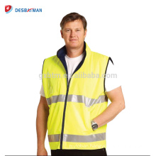 100% Polyester Oxford 300 D High Visibility Reversible Warm Polar Fleece Reflective Breathable Safety Vests Workout Pockets